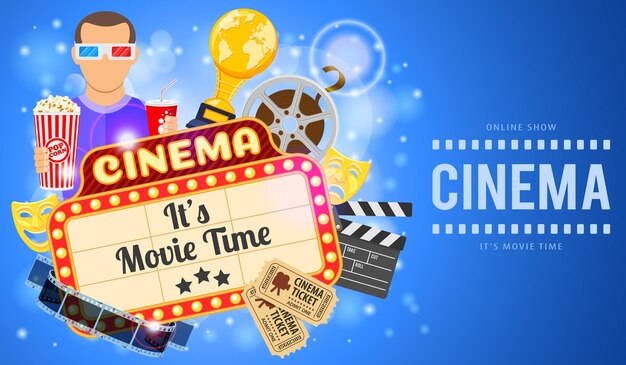 Collage of icons representing various movie genres like action, comedy, sci-fi, horror